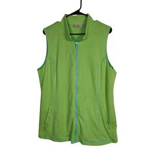 Quacker Factory Womens Green Sleeveless Full Zip Vest Jacket Size Large
